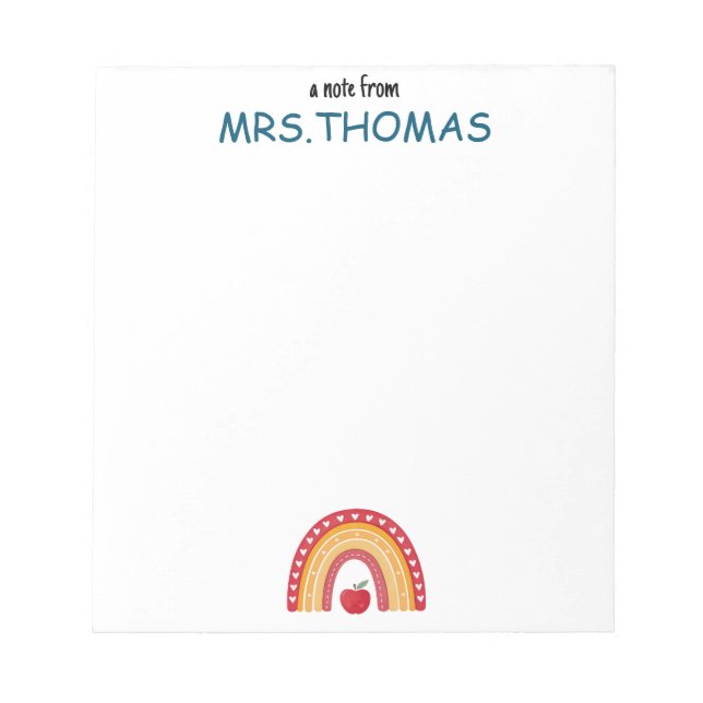 Bloc De Notas Teacher Notepad – A Note from Rainbow Design (Frente)