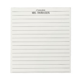Bloc De Notas Teacher Notepad lined paper with "a note from" 