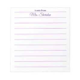 Bloc De Notas Teacher Notepads Purple Lined Paper A note from