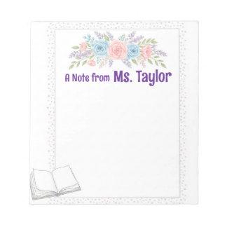Bloc De Notas Teacher Pastel Floral Notepad
