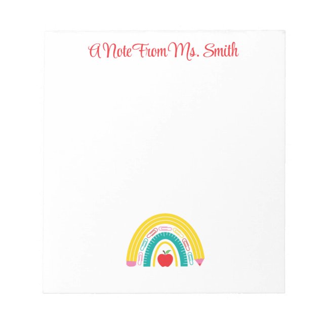 Bloc De Notas  Teacher Rainbow Notepad with Apple Accent (Frente)