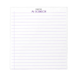 Bloc De Notas Teacher & Student Lined Paper “A Note From” Notepa