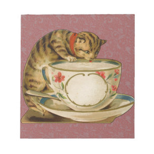 Bloc De Notas Teacup Cat Cute Vintage Victorian