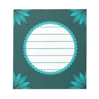 Bloc De Notas Teal Leaf Mandala Design on Dark Cyan