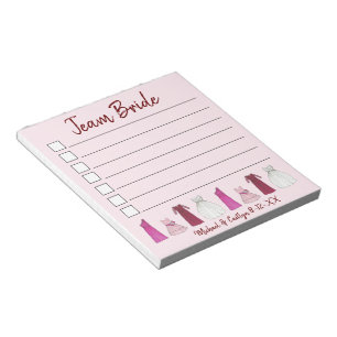 Bloc De Notas TEAM BRIDE Gown Boda Bridal Shower Bachelorette