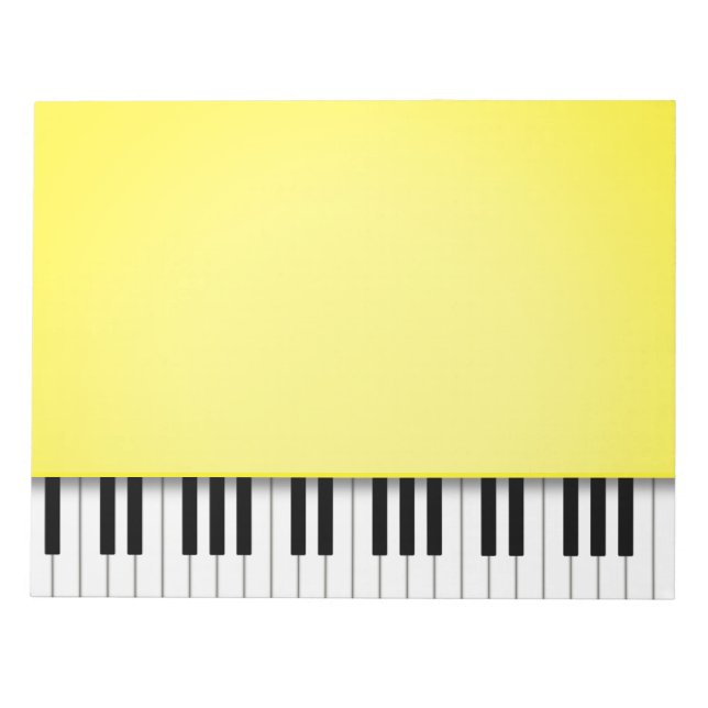Bloc De Notas Teclado de piano amarillo brillante 8.5x11 música (Frente)