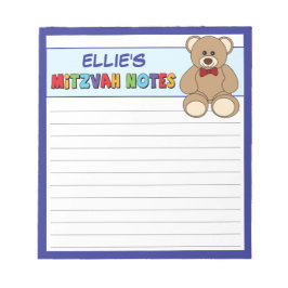 Bloc De Notas Teddy Bear Mitzvah Blue personalizado