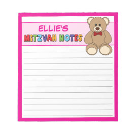 Bloc De Notas Teddy Bear Mitzvah Pink personalizado