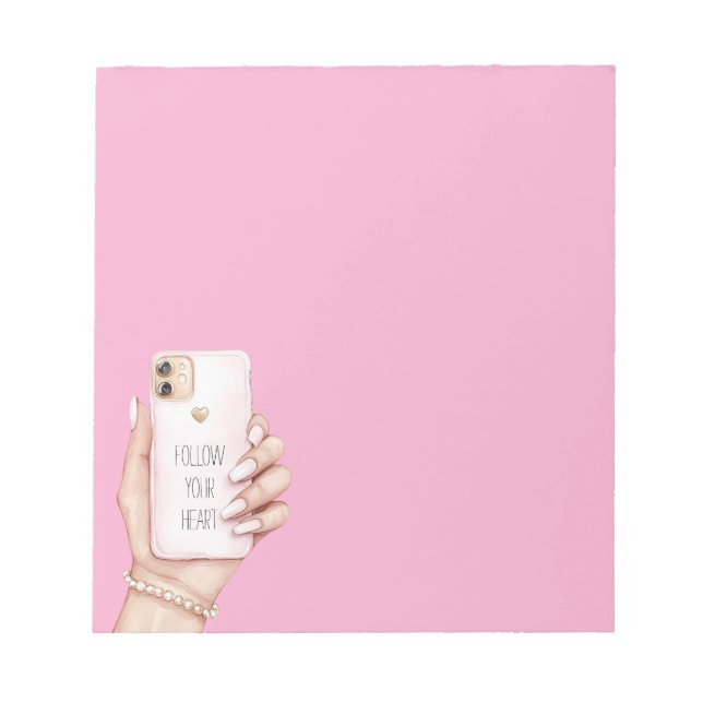Bloc De Notas Teléfono chic chica uñas rosas (Frente)
