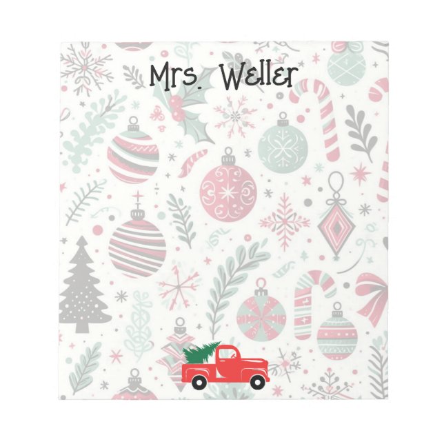 Bloc De Notas Tema de adorno navideño Personalizado (Frente)