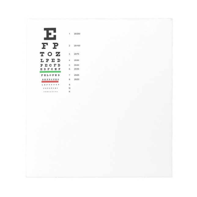 Bloc De Notas Tema de prueba de visión de diagrama ocular (Frente)