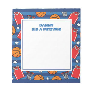 Bloc De Notas Tema deportivo de baloncesto Mitzvah personalizado