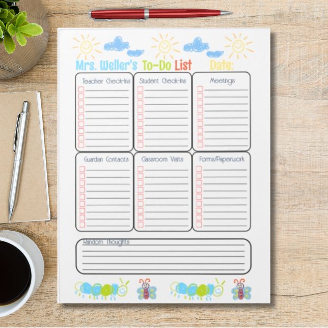 Bloc De Notas Tema principal de lista de tareas pendientes perso (Fully customizable Principal Daily To-Do List )