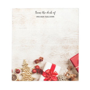 Bloc De Notas Temas de navidades en una pizarra de madera rústic