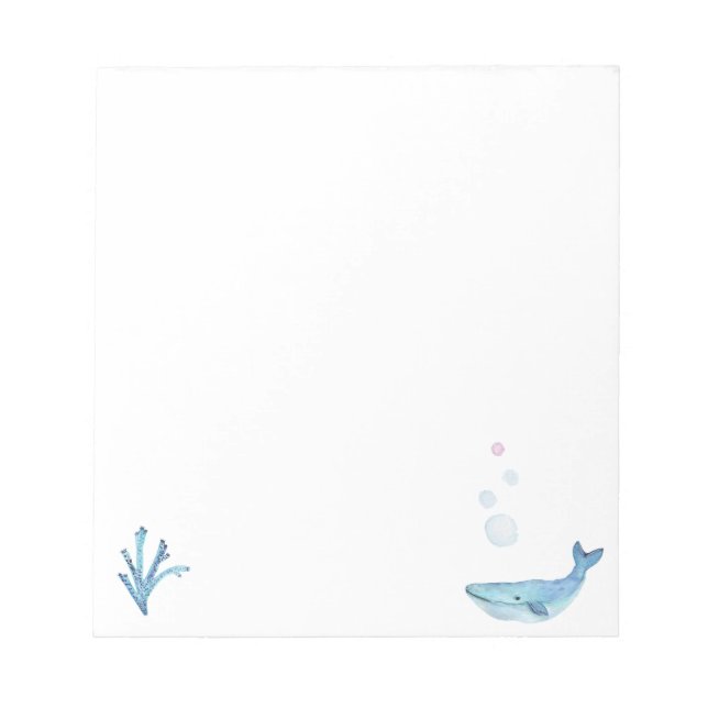 Bloc de notas temático de ballena linda de Sea Wor (Frente)