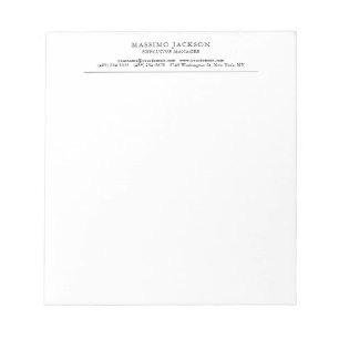Bloc De Notas Tendencias Moderno Plano Profesional Negro y Blanc
