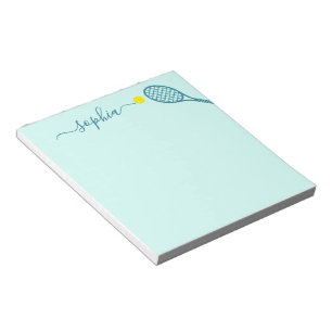 Bloc De Notas Tenis personalizado nombre elegante azul Verde azu