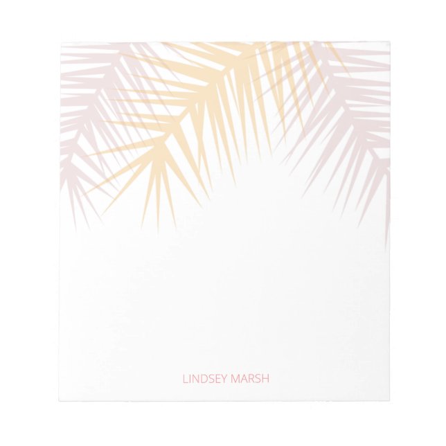 Bloc De Notas Tepa de hojas de palma rosadas tropicales modernas (Frente)