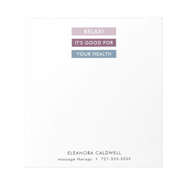 Bloc De Notas Terapia de Masaje Bandas Modernas Línea de Etiquet (Frente)