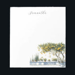 Bloc De Notas Terraza de mosaico de Amalfi Lemon Tree<br><div class="desc">Traiga un toque de elegancia mediterránea a sus notas diarias con nuestro magnífico bloc de notas, con un impresionante limón color agua en una terraza azules de azulejos de Amalfi. Este arte único, exclusivo para Do Tell A Belle, capta la vibrante y serena belleza de la Italia costera, haciendo que...</div>