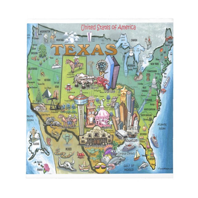 Bloc De Notas Texas USA Map (Frente)