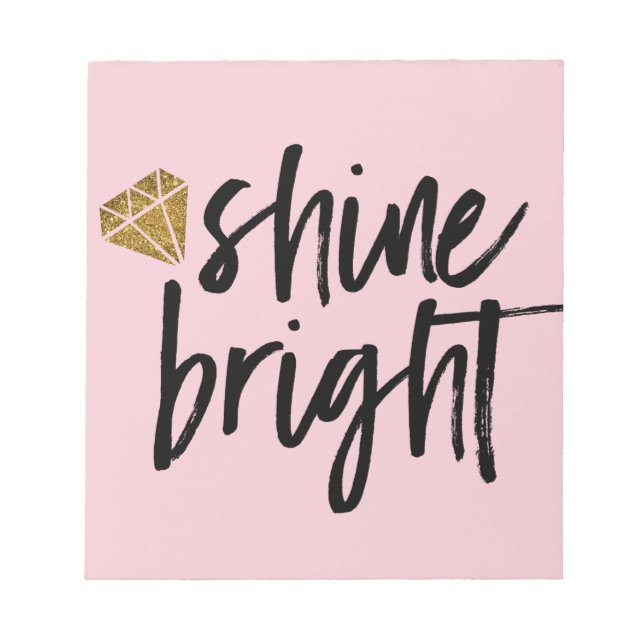 Bloc De Notas Texto brillante gráfico con diamante dorado (Frente)