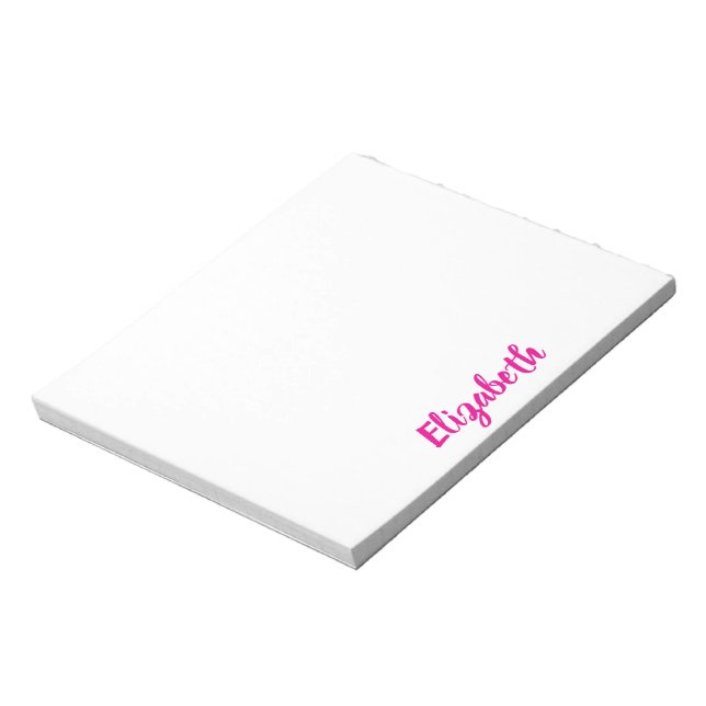 Bloc De Notas Texto personalizado Deep Pink Script sobre blanco (Lado Izquierdo)