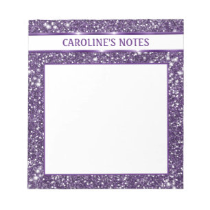 Bloc De Notas Textura de brillo morado falso con texto personali