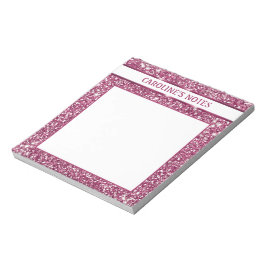 Bloc De Notas Textura de brillo rosa falso con texto personaliza