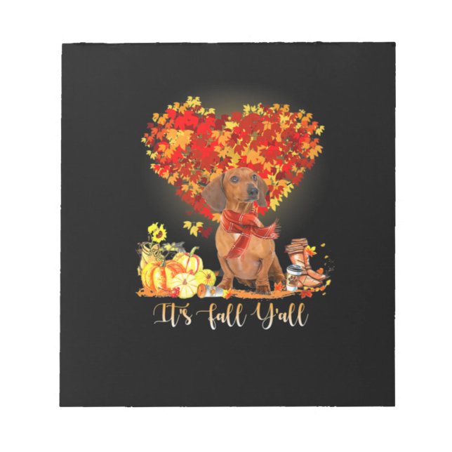 Bloc De Notas Thanksgiving It's Fall Y'all Dachshund (Frente)