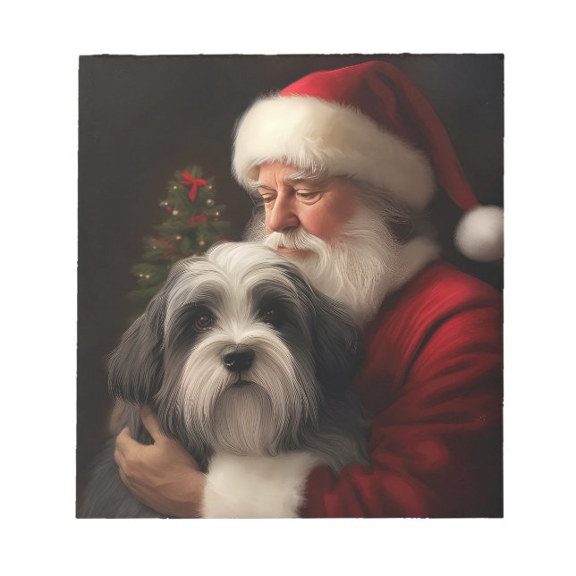 Bloc De Notas Tibetan Terrier Santa Claus Navideño  (Frente)