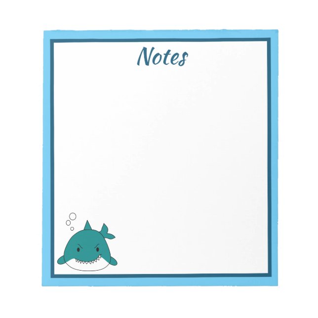 Bloc De Notas Tiburón blanco y azul personalizado  (Frente)