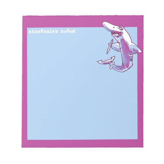 Bloc De Notas tiburón sostiene personalizable de personalizado d (Frente)