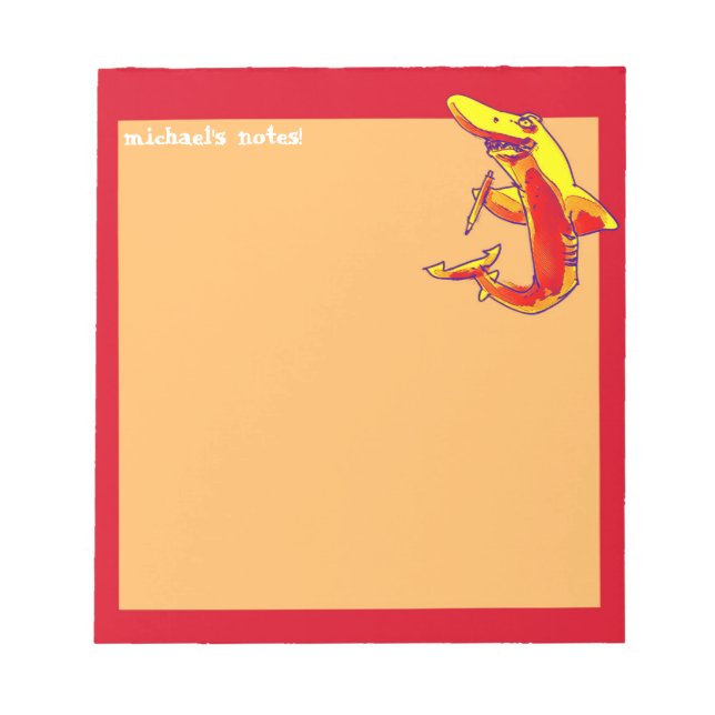 Bloc De Notas tiburón sostiene personalizable de personalizado d (Frente)