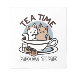 Bloc De Notas Tiempo de embutido de té - Diseño de gato y té lin