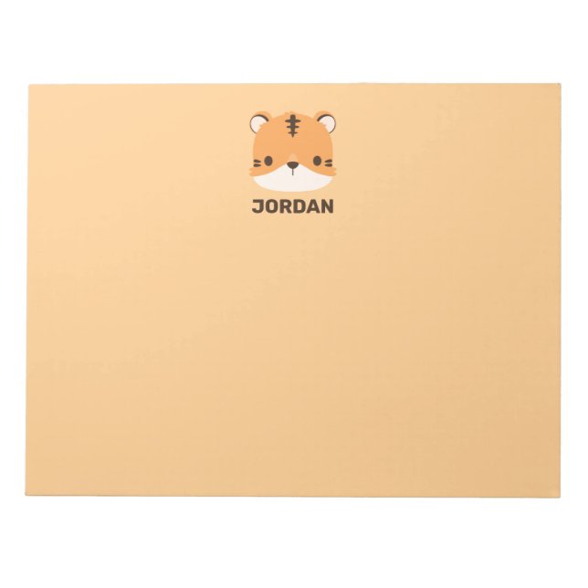 Bloc De Notas Tigre lindo con nombre personalizado (Frente)