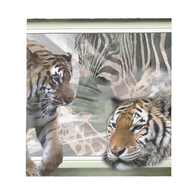 Bloc De Notas Tigres, cebra, jirafa, jungla primitiva (Frente)
