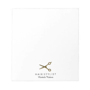 Bloc De Notas Tijeras Doradas Personalizadas de Moda Salón de Be