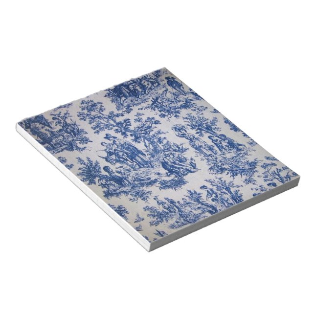 Bloc De Notas Tile de jouy azul y blanco elegante (Lado Derecho)