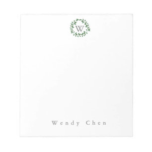 Bloc De Notas Tinta monograma elegante de vegetación