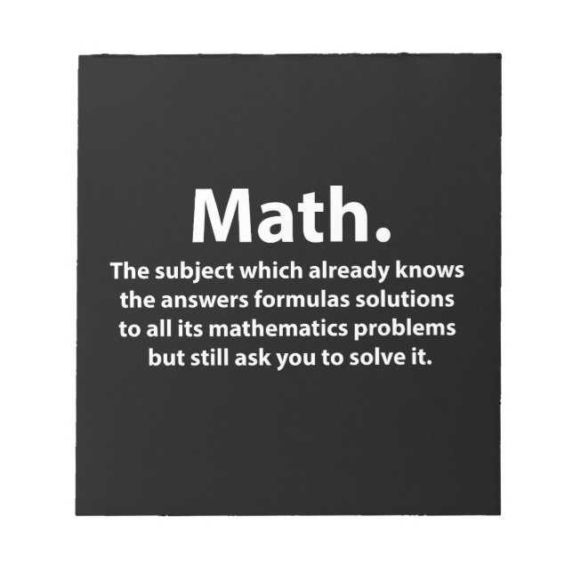 Bloc De Notas Tipografía Divertida de Matemáticas  (Frente)