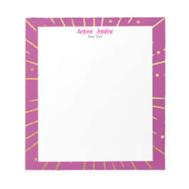 Bloc De Notas Tipografía Rosa Dorada con Nombre Personalizado El