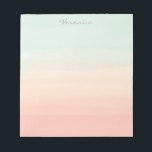 Bloc De Notas Tiras de color de agua pastel Green Peach Personal<br><div class="desc">Este elegante panel de papel personalizado cuenta con hermosas franjas acuáticas abstractas en tonos pastel de cristal de mar y coral de durazno. Personalízalo con tu nombre en escritura manuscrita. Gran idea de regalo.</div>