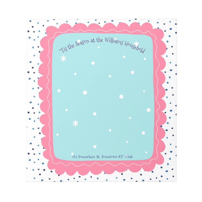 Bloc De Notas Tis the Season Family Holiday Hand-drawn Custom (Frente)