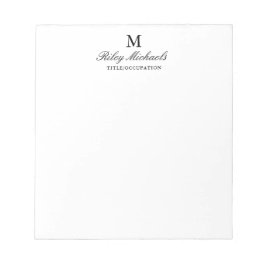 Bloc De Notas Título de monograma elegante negro simple