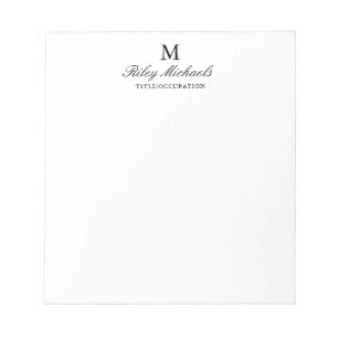 Bloc De Notas Título de monograma elegante negro simple