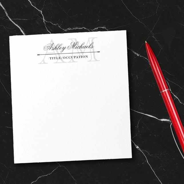 Bloc De Notas Título de monograma inicial gris de escritura eleg (Subido por el creador)