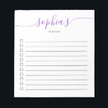 Bloc De Notas To Do List Script Moda Purple Notepad<br><div class="desc">Lista de tareas sencillas con su nombre y script de moda.</div>