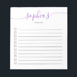Bloc De Notas To Do List Script Moda Purple Notepad<br><div class="desc">Lista de tareas sencillas con su nombre y script de moda.</div>