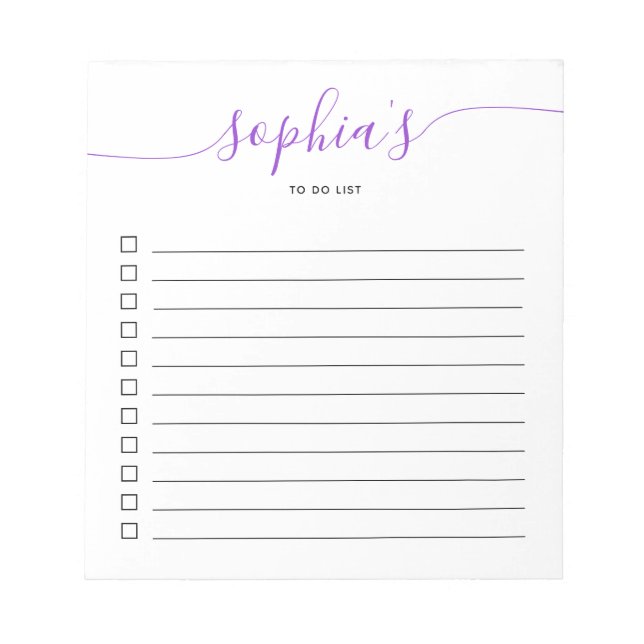 Bloc De Notas To Do List Script Moda Purple Notepad (Frente)